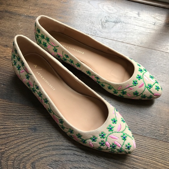 Anthropologie Shoes - Anthropologie Floral Vine Ballet Flats